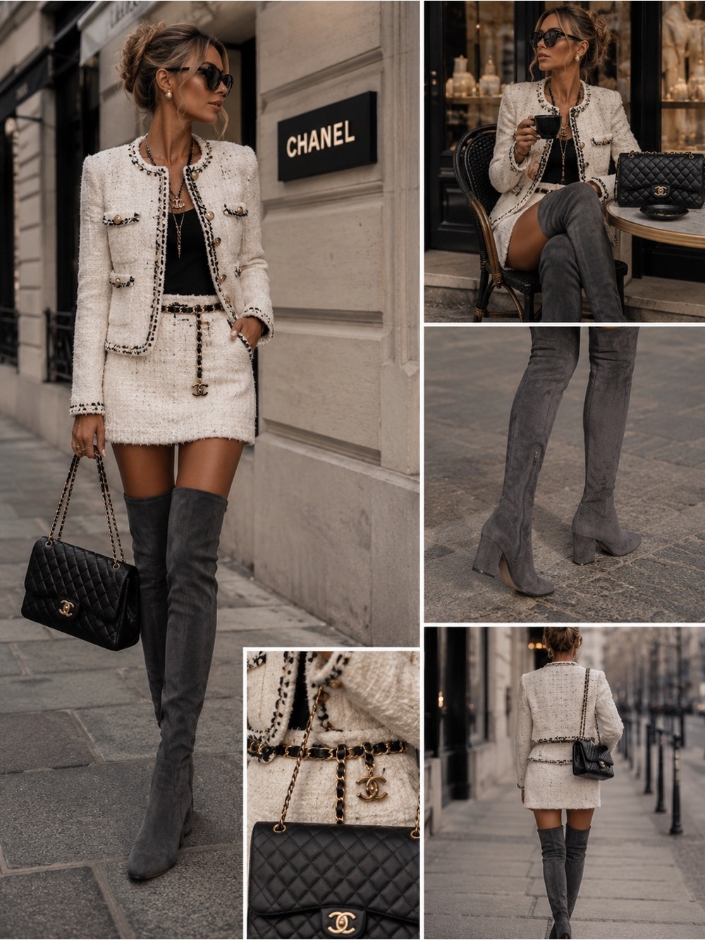 Over-the-Knee Suede Boots in Dark Gray